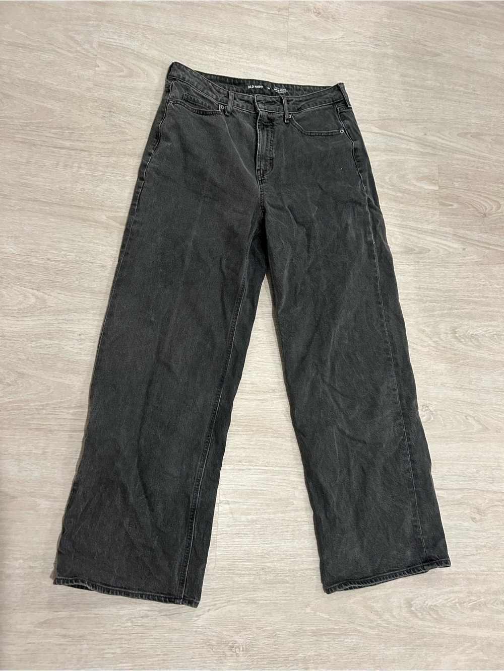 Old Navy Washed Black Extra High-Rise Sky-Hi Wide Leg Jeans